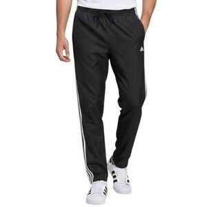 Adidas Pants Mens Large Black Track Warm Up Elastic Waist 3 Stripe Athleisure